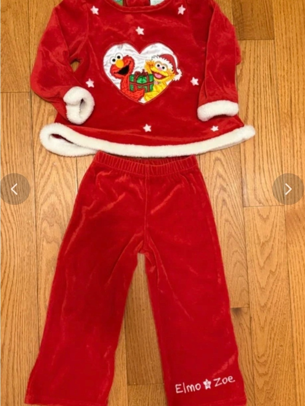 Sesame Street Red Elmo & Zoe Heart Patch Holiday Pajama Set